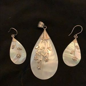 Lisa Roberson Mother of Pearl Earings and Pendant